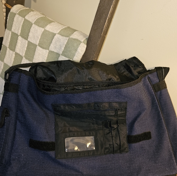 Vintage Mudd Blue Messenger Bag Laptop School Tote Y2k College Carrier 18x7x13 - Picture 11 of 11